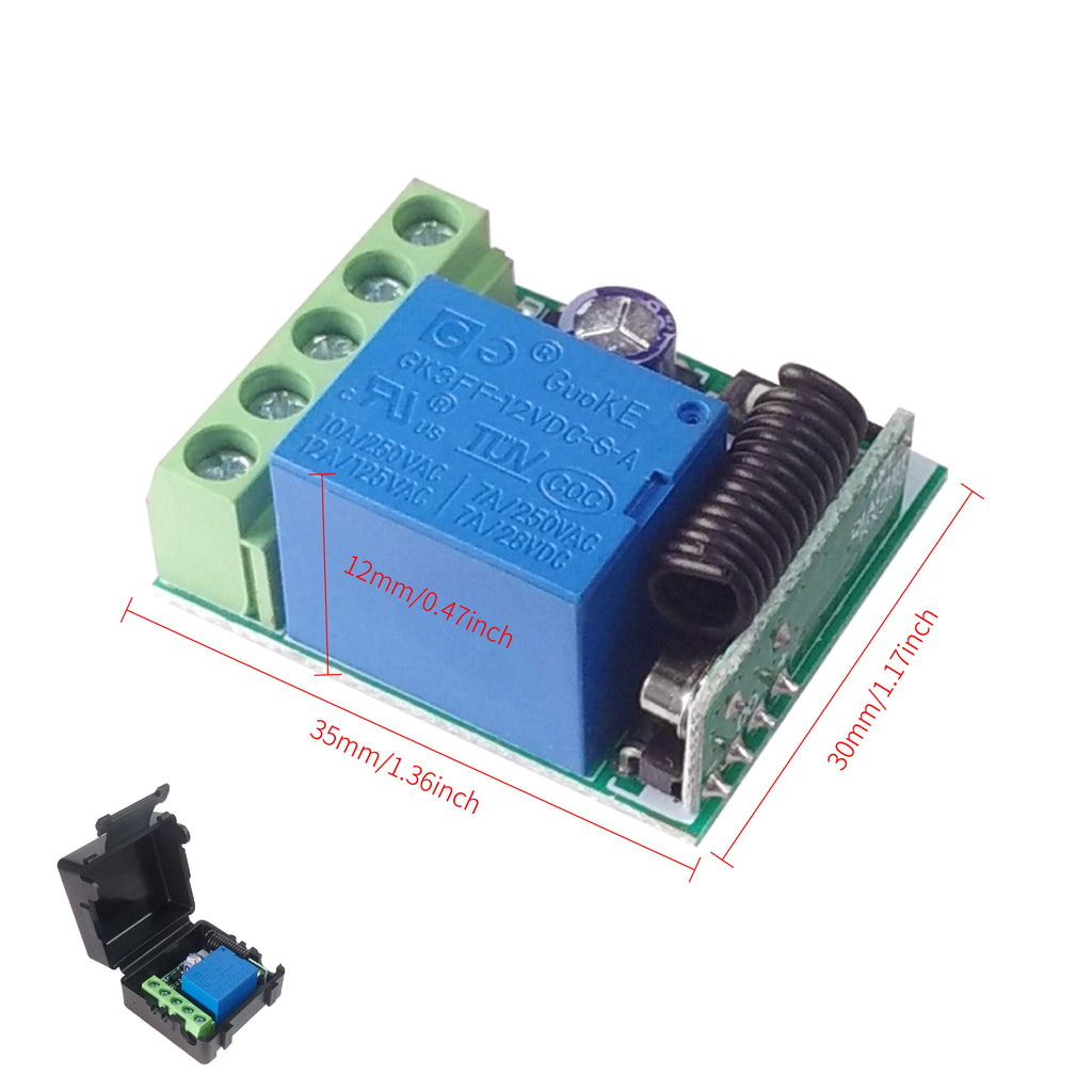 FUNSHION DC 12V 1 CH Wireless Remote Control Relay Switch Module Learning Code DC 12V RF Superheterodyne Receiver 1CH Controller