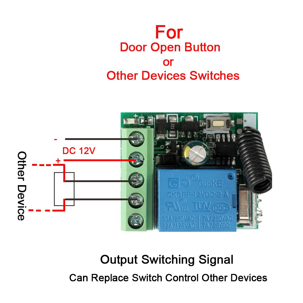 FUNSHION DC 12V 1 CH Wireless Remote Control Relay Switch Module Learning Code DC 12V RF Superheterodyne Receiver 1CH Controller