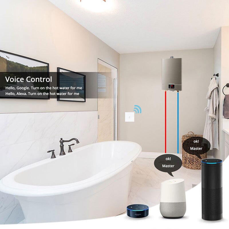 WiFi Smart Boiler Switch Water Heater Smart Life Tuya APP Remote Control Amazon Alexa Echo Google Home Voice Control Glass Panel