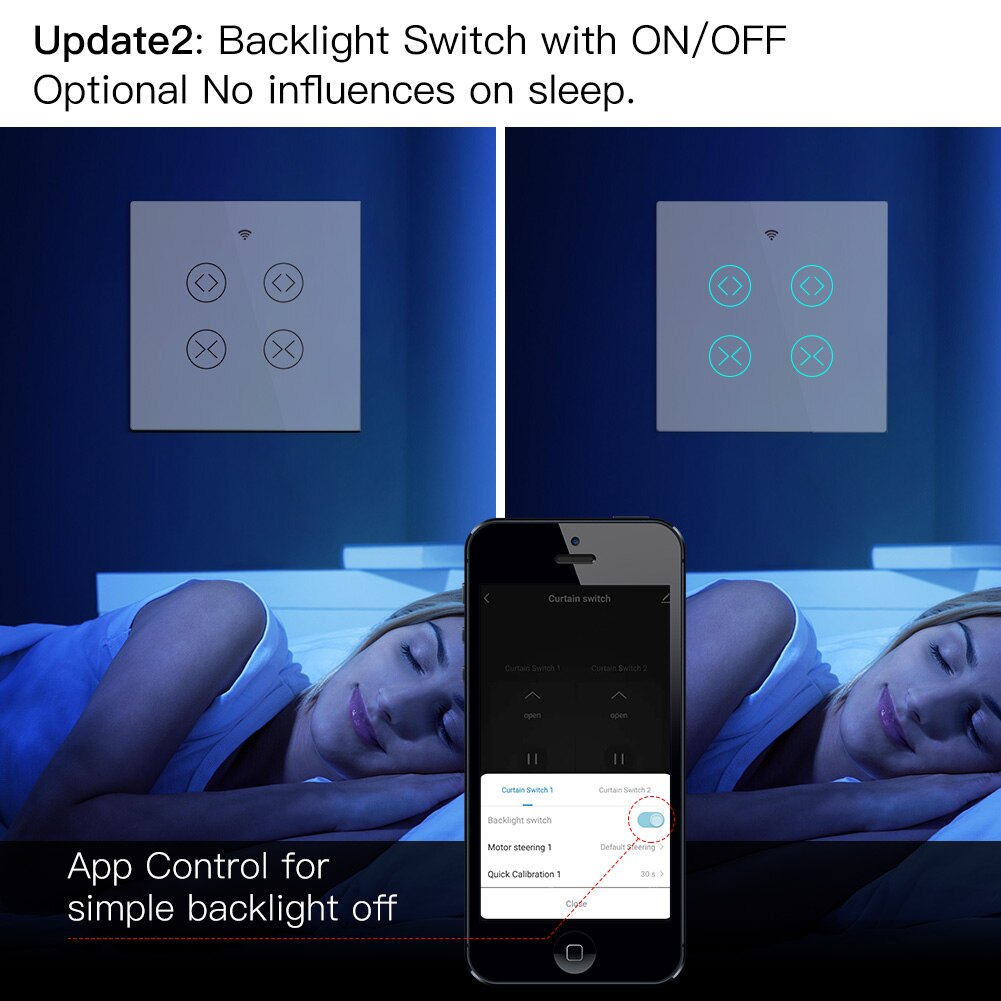 MFUNSHION WiFi RF Tuya 2 Gang Double Curtain Blind Switch for Roller Shutter Electric Motor With Google Home Alexa Smart Life