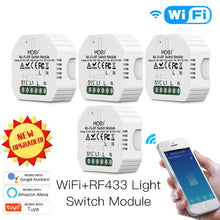 Load image into Gallery viewer, Mini DIY WiFi RF433 Smart Relay Switch Module Smart Life/Tuya App Control, Work with Alexa Google Home 1 Gang 1/2 Way