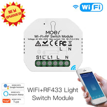 Load image into Gallery viewer, Mini DIY WiFi RF433 Smart Relay Switch Module Smart Life/Tuya App Control, Work with Alexa Google Home 1 Gang 1/2 Way