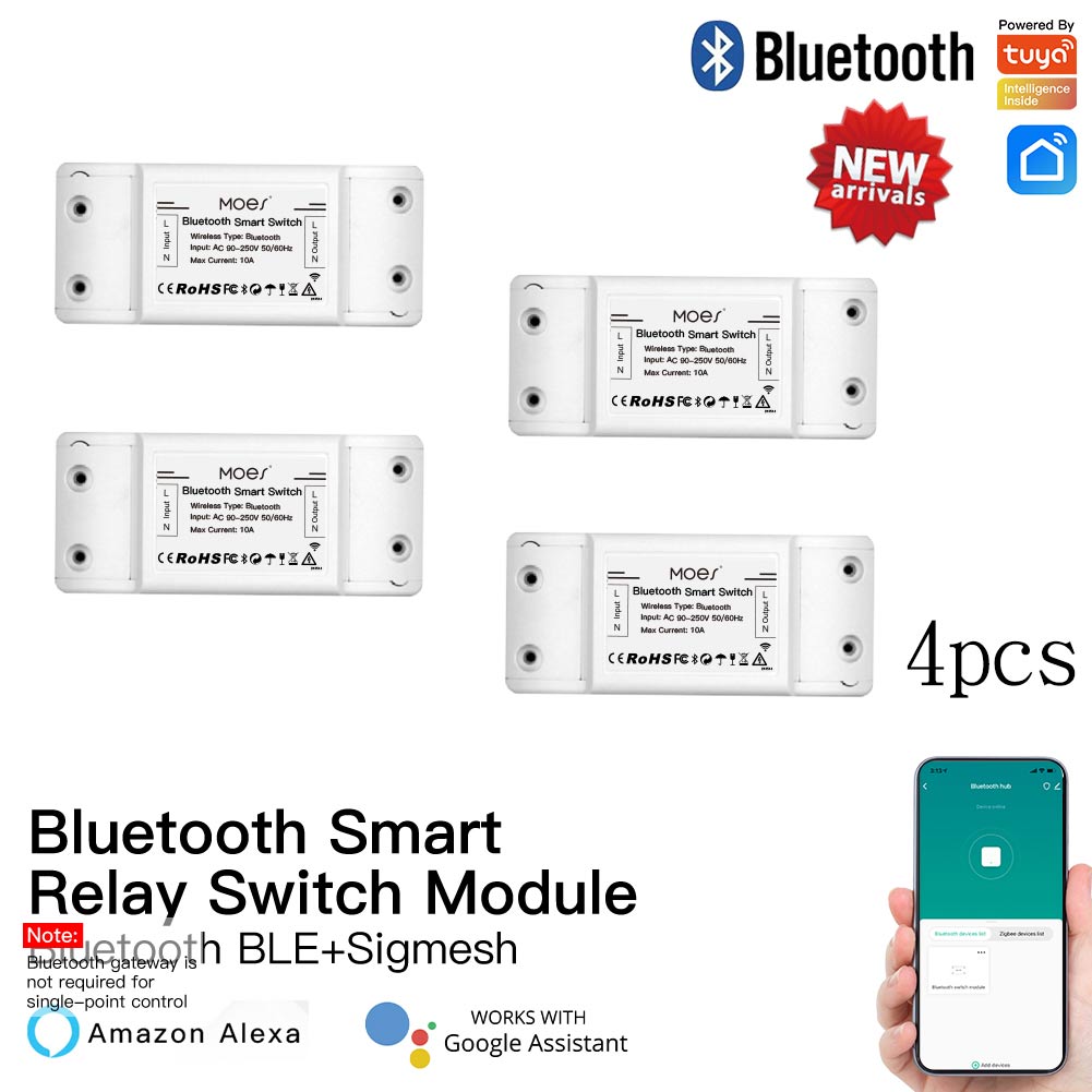 MoesHouse Bluetooth Smart Switch Relay Module Single Point Control Sigmesh Wireless Remote Control with Alexa Google Home tuya