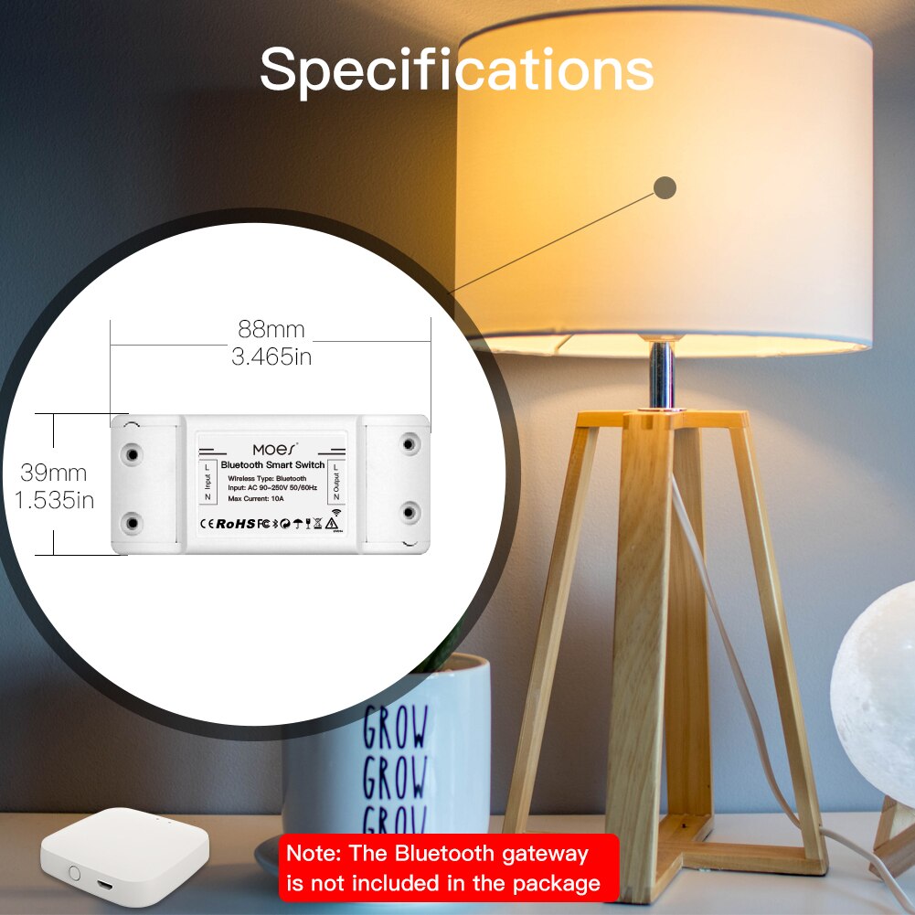 MoesHouse Bluetooth Smart Switch Relay Module Single Point Control Sigmesh Wireless Remote Control with Alexa Google Home tuya