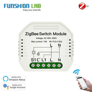 Tuya ZigBee 3.0 Smart Light Switch Module Smart Life/Tuya Wireless Remote Control, Work with Alexa Google Home for Voice Control