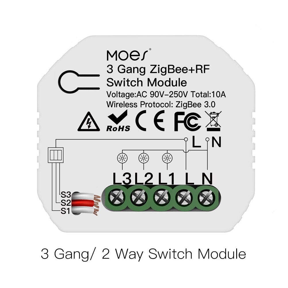 Tuya ZigBee 3.0 Smart Light Switch Relay Module 1/2/3 Gang Smart Life/Tuya App Control, Works with Alexa Google Home Yandex