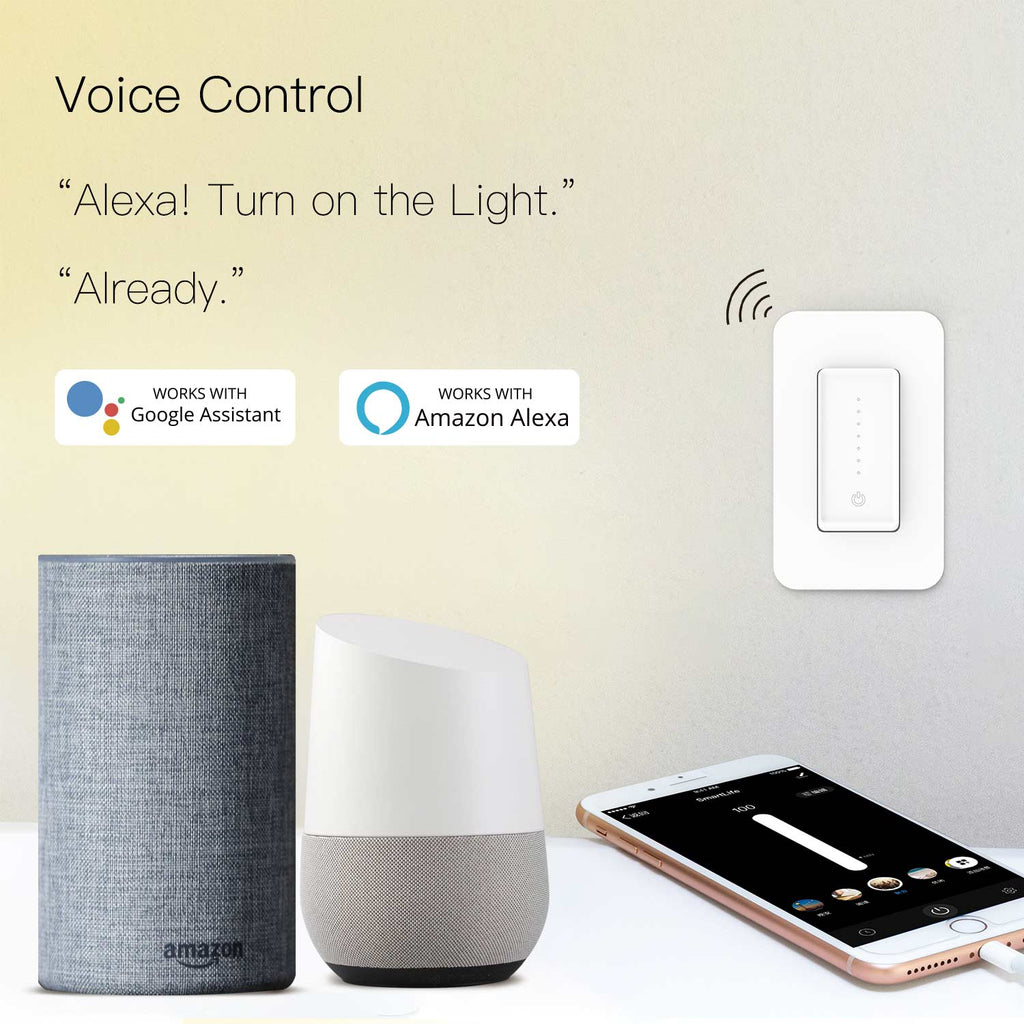 US WiFi Smart Light Dimmer Switch Smart Life/Tuya APP Compatible with Alexa Google Home for Voice Control,No Hub Required