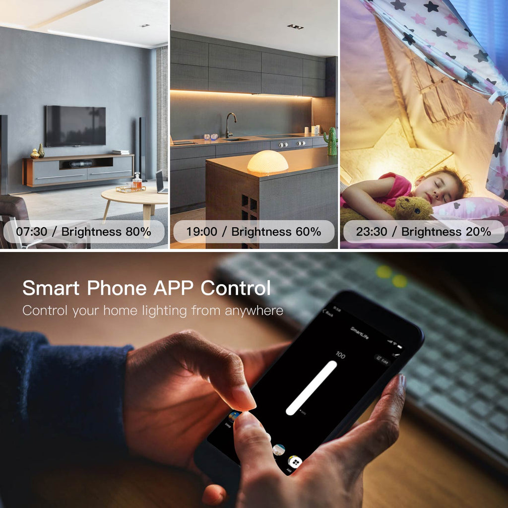 US WiFi Smart Light Dimmer Switch Smart Life/Tuya APP Compatible with Alexa Google Home for Voice Control,No Hub Required
