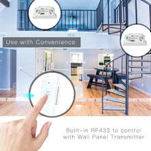 Load image into Gallery viewer, White RF433+WiFi Smart Wall Touch Switch No Neutral Wire Needed Single Wire Wall Switch Work with Alexa Google Home 170-250V