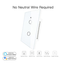Load image into Gallery viewer, White RF433+WiFi Smart Wall Touch Switch No Neutral Wire Needed Single Wire Wall Switch Work with Alexa Google Home 170-250V