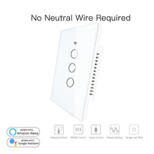 Load image into Gallery viewer, White RF433+WiFi Smart Wall Touch Switch No Neutral Wire Needed Single Wire Wall Switch Work with Alexa Google Home 170-250V
