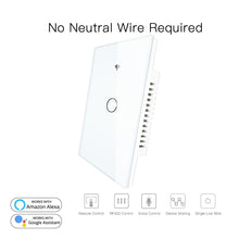 Load image into Gallery viewer, White RF433+WiFi Smart Wall Touch Switch No Neutral Wire Needed Single Wire Wall Switch Work with Alexa Google Home 170-250V