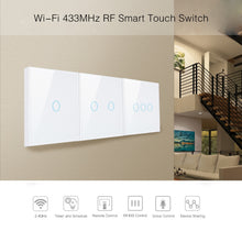 Load image into Gallery viewer, White WiFi Smart Wall Switch Neutral Wire Needed Wireless Smart Life Tuya Remote Control Single Fire Work With Alexa RF433