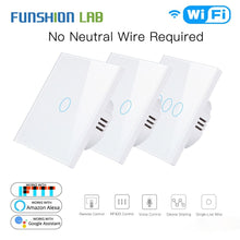 Load image into Gallery viewer, White WiFi Smart Wall Switch No Neutral Wire Needed Wireless Smart Life Tuya Remote Control Single Fire Work With Alexa RF433