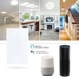 White WiFi Smart Wall Switch No Neutral Wire Needed Wireless Smart Life Tuya Remote Control Single Fire Work With Alexa RF433