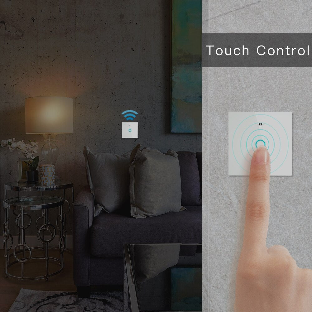 White WiFi Smart Wall Touch Light Switch Smart Life Tuya APP Wireless Remote Control Work with Alexa Echo Google Home