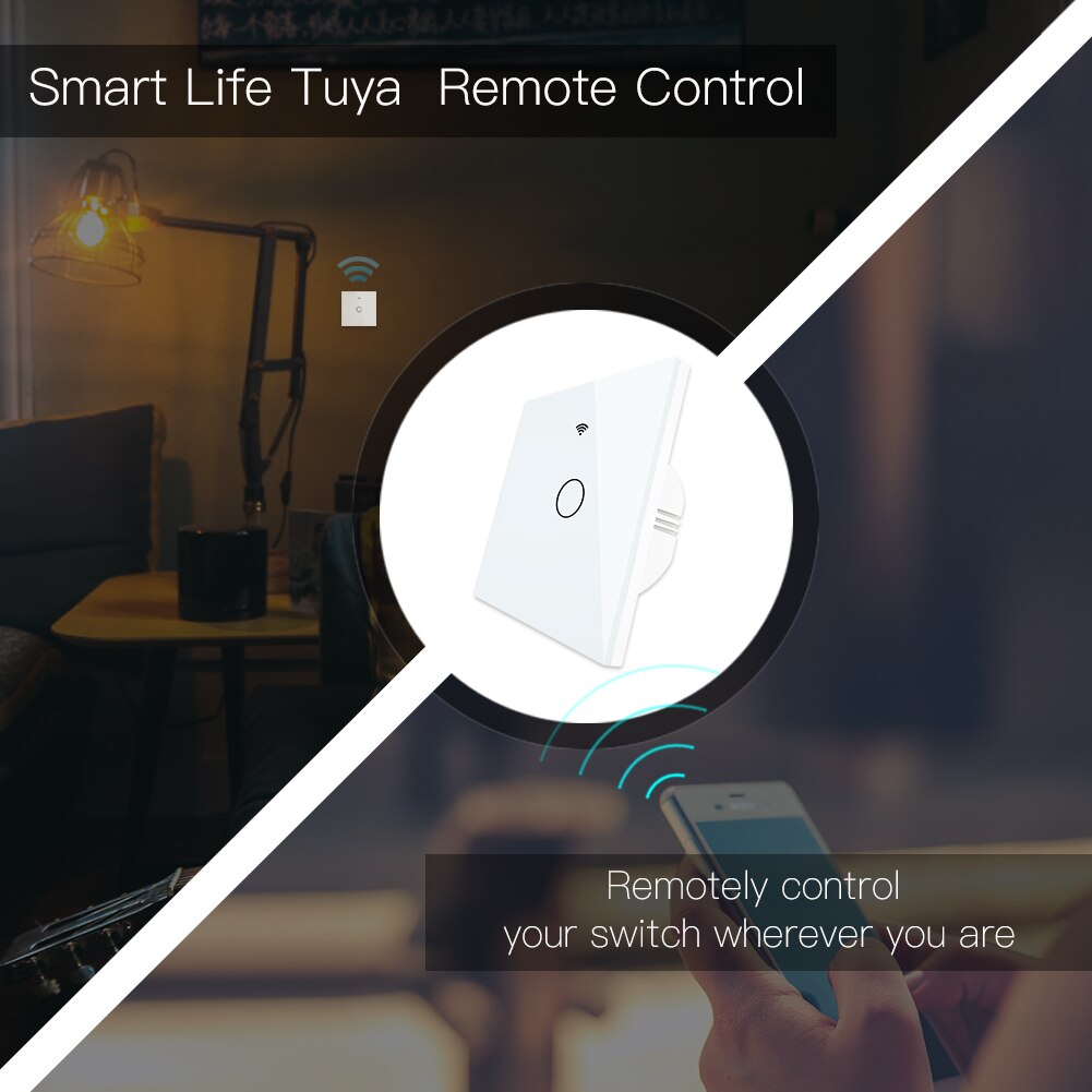 White WiFi Smart Wall Touch Light Switch Smart Life Tuya APP Wireless Remote Control Work with Alexa Echo Google Home