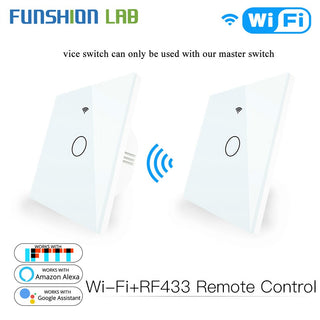 WiFi 2 Way Kit Wall Touch Sensor Smart Switch RF433 Transmitter Wall Panel Wireless Remote Control Work with Alexa,Google Home