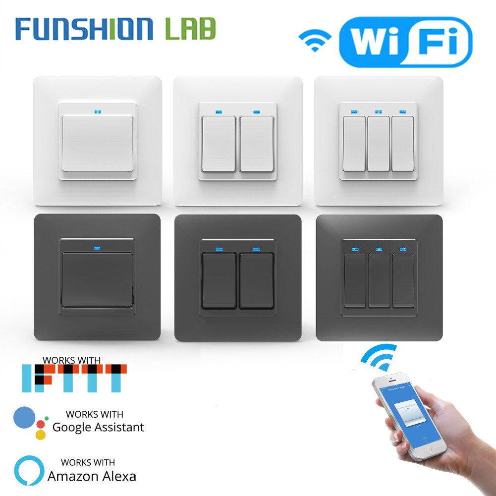 WiFi DE Smart Push Button Switch 1/2/3Gang Removable&Detachable Smart Life Tuya App Remote Control Work with Alexa Google Home