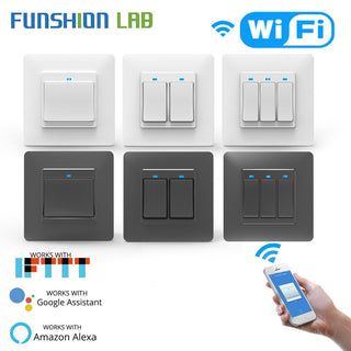 WiFi DE Smart Push Button Switch 1/2/3Gang Removable&Detachable Smart Life Tuya App Remote Control Work with Alexa Google Home