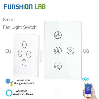 WiFi Smart Ceiling Fan Light Lamp Wall Switch Smart Life/Tuya APP Remote Various Speed Control Works with Alexa Echo Google Home