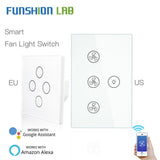 WiFi Smart Ceiling Fan Light Lamp Wall Switch Smart Life/Tuya APP Remote Various Speed Control Works with Alexa Echo Google Home