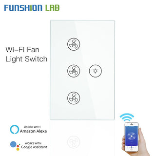 WiFi Smart Ceiling Fan Light Wall Switch,Smart Life/Tuya APP Remote Various Speed Control, Compatible with Alexa and Google Home