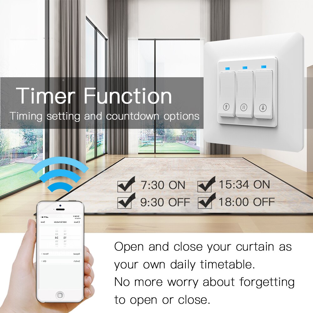WiFi Smart Curtain Switch Tuya Smart Life App Remote Control Motorized Curtain Motor Roller Blinds,Works with Alexa Google Home