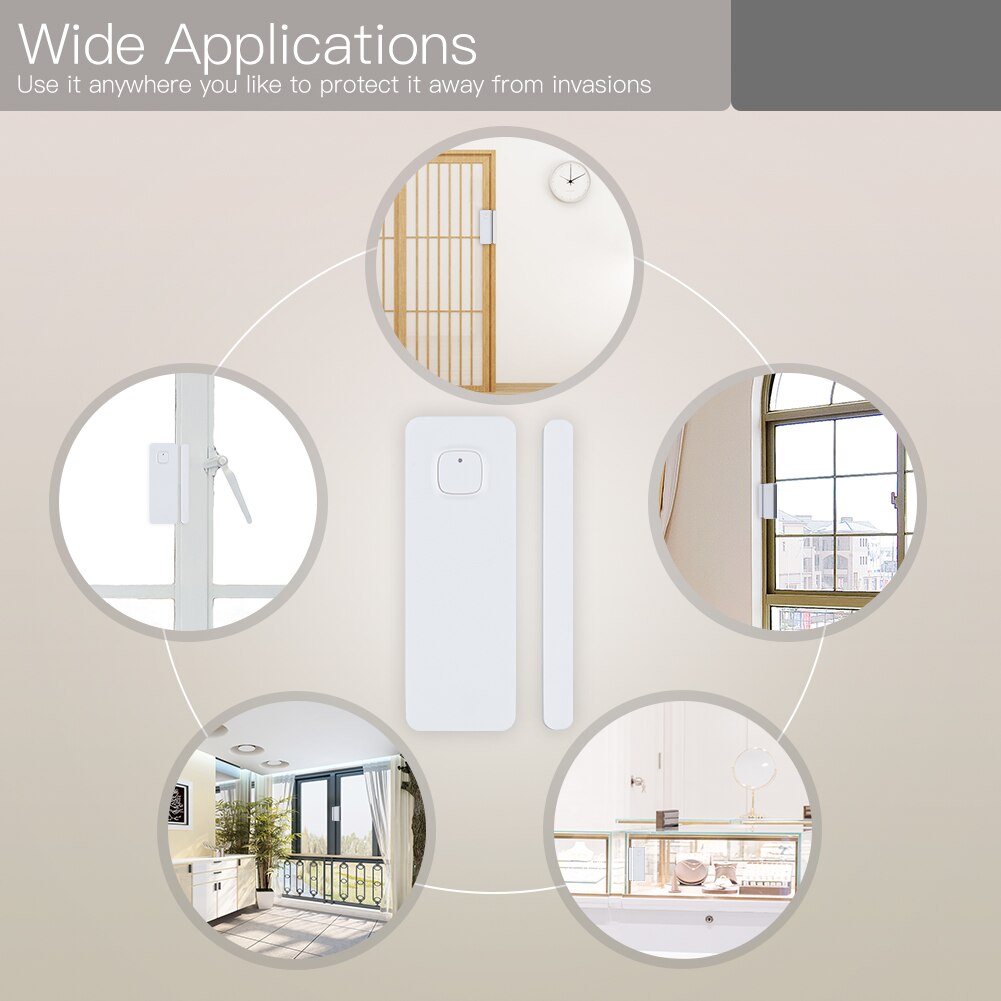 WiFi Smart Door/Window Sensor APP Notification Alerts Home Alarm Security Detector, Compatible With Alexa Google Home