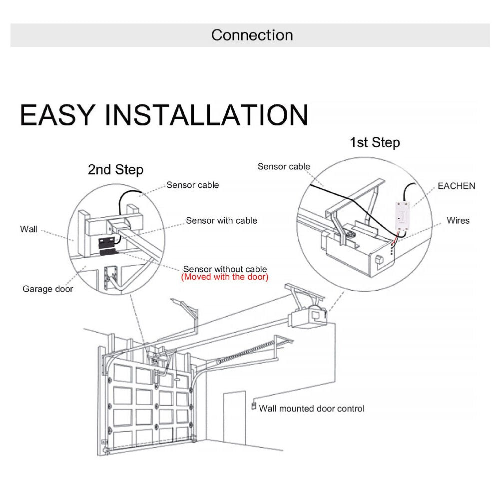 WiFi Smart Garage Door Controller Smart Life APP Remote Open Close Monitor Compatible With Alexa Echo Google Home No Hub Require