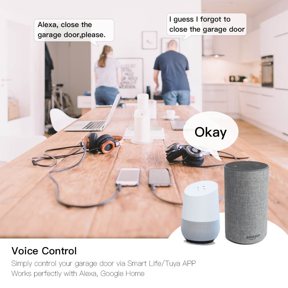 WiFi Smart Garage Door Controller Smart Life APP Remote Open Close Monitor Compatible With Alexa Echo Google Home No Hub Require