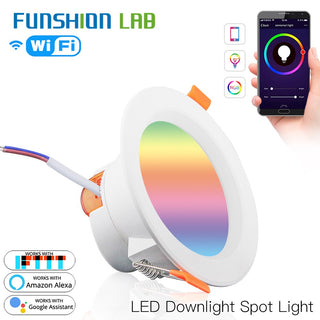 WiFi Smart LED Downlight Dimming Round Spot Light  7W RGB Color Changing 2700K-6500K Warm Cool light Work with Alexa Google Home