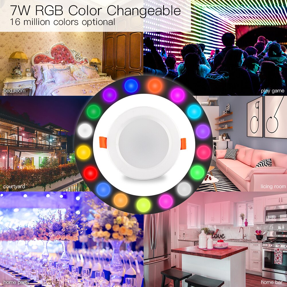 WiFi Smart LED Downlight Dimming Round Spot Light  7W RGB Color Changing 2700K-6500K Warm Cool light Work with Alexa Google Home