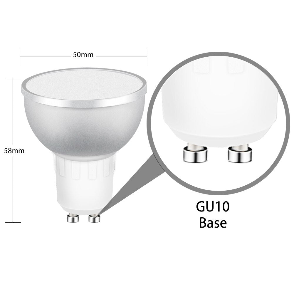 WiFi Smart LED Light Bulb 2700-6500k RGBCW Warm White Daylight Multicolor 50W Equivalent Work with Alexa Google Home GU10 2 Pack