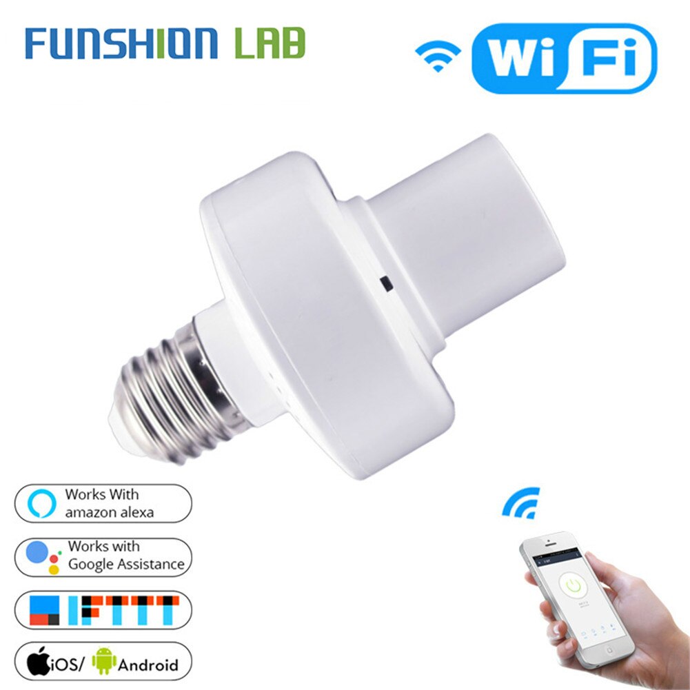 WiFi Smart Light Bulb Adapter Lamp Holder Base AC Smart Life/Tuya Wireless Voice Control with Alexa Google Home E27 E26 85-265V