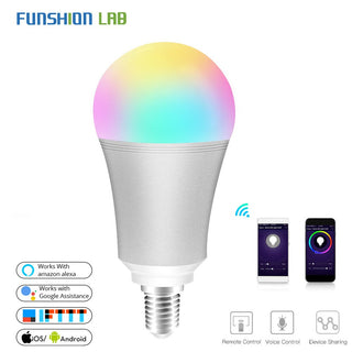 WiFi Smart Light Bulb Intelligent Colorful LED Lamp 7W RGBW APP Remote Control Works with Alexa Google for Smart Home E14