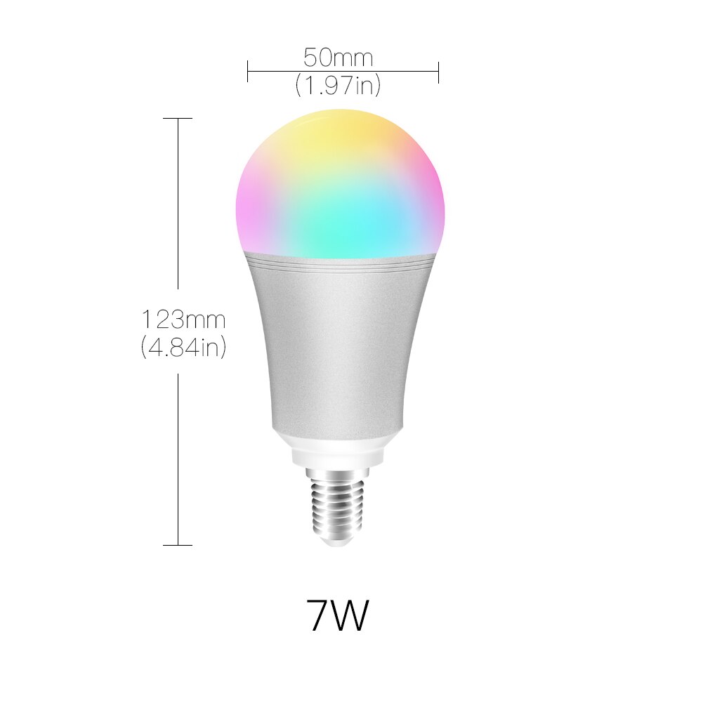 WiFi Smart Light Bulb Intelligent Colorful LED Lamp 7W RGBW APP Remote Control Works with Alexa Google for Smart Home E14