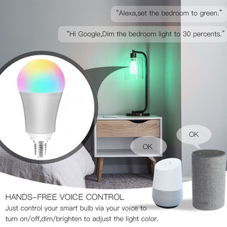 WiFi Smart Light Bulb Intelligent Colorful LED Lamp 7W RGBW APP Remote Control Works with Alexa Google for Smart Home E14