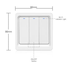 Load image into Gallery viewer, WiFi Smart Light LED Switch Push Button Smart Life/Tuya APP Remote Control Works with Alexa Google Home for Voice Control 3 Gang