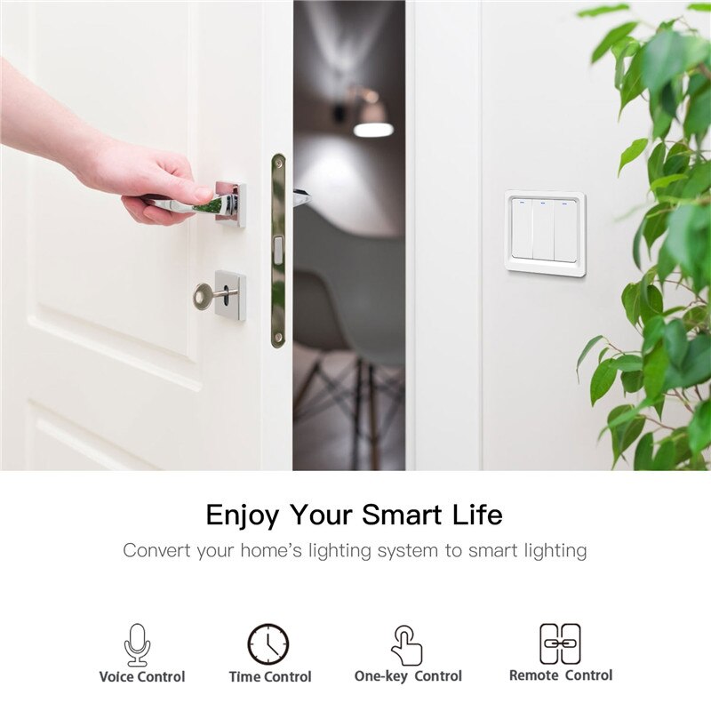 WiFi Smart Light LED Switch Push Button Smart Life/Tuya APP Remote Control Works with Alexa Google Home for Voice Control 3 Gang