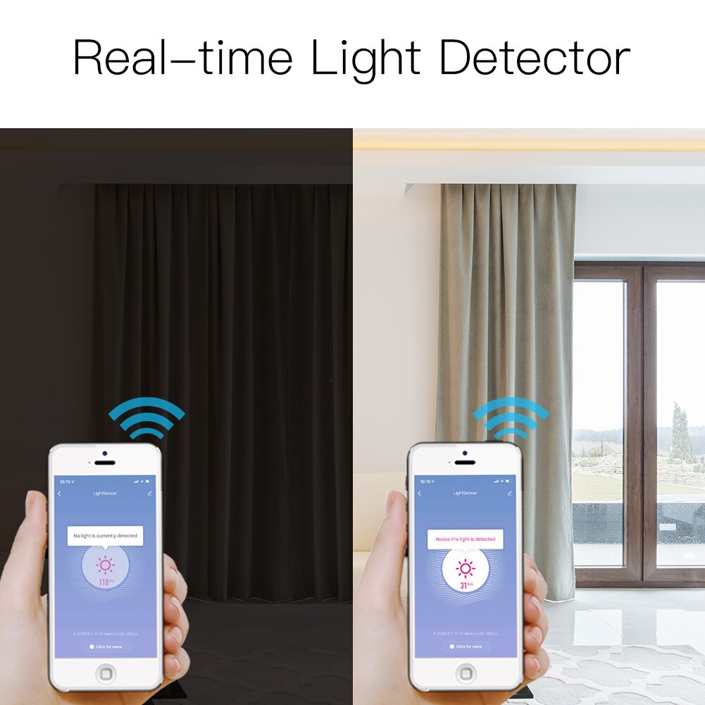 WiFi Smart Light Sensor Tuya Smart Life App Control Lighting Illumination Sensor Detector to AI Automation 1000LUX 12V Max