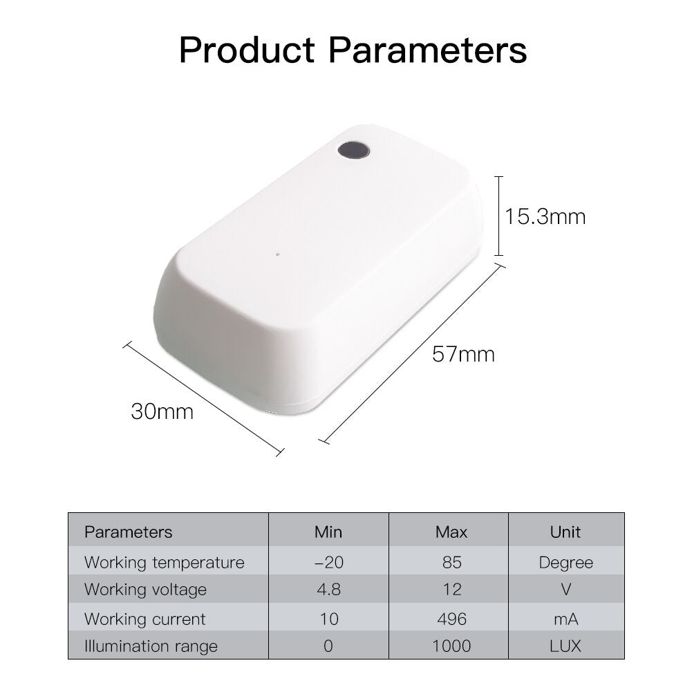WiFi Smart Light Sensor Tuya Smart Life App Control Lighting Illumination Sensor Detector to AI Automation 1000LUX 12V Max