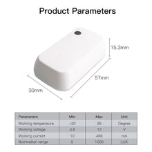Load image into Gallery viewer, WiFi Smart Light Sensor Tuya Smart Life App Control Lighting Illumination Sensor Detector to AI Automation 1000LUX 12V Max