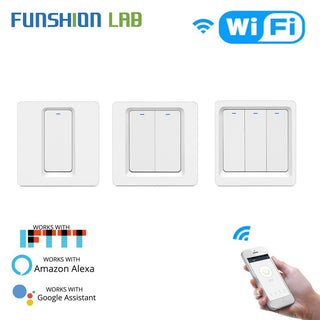 WiFi Smart Light Switch Push Button Smart Life/Tuya APP Remote Control Works with Alexa Google Home for Voice Control 1/2/3 Gang