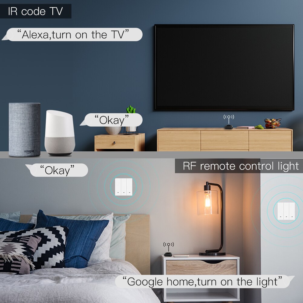 WiFi Smart RF+IR Universal Remote Controller RF Appliances Appliances Tuya Smart Life App Voice Control via Alexa Google Home