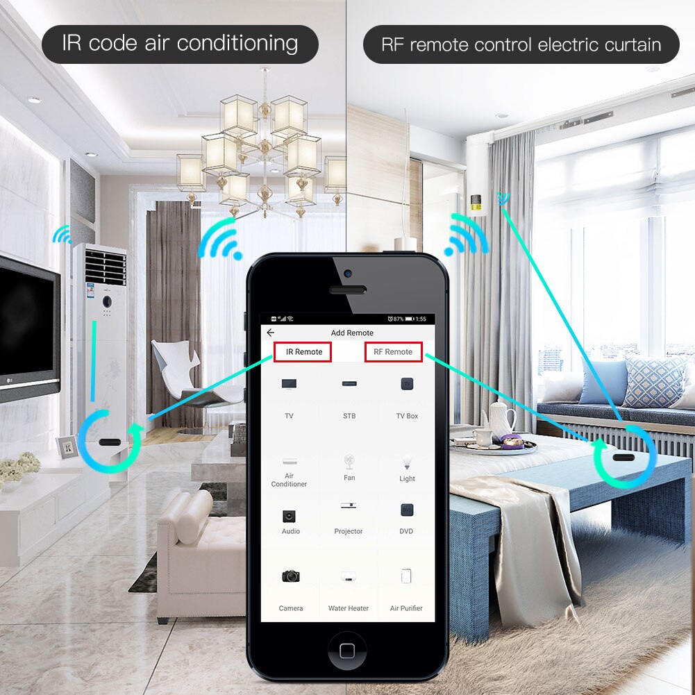 WiFi Smart RF+IR Universal Remote Controller RF Appliances Appliances Tuya Smart Life App Voice Control via Alexa Google Home