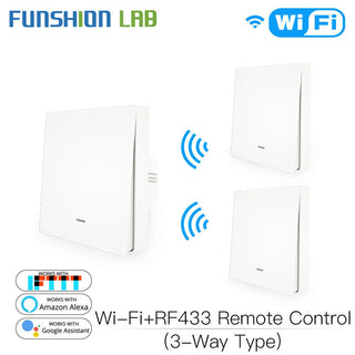 WiFi Smart Wall Light Switch RF433 Push Button Transmitter Smart life Tuya App Remote Control Works with Alexa Google Home