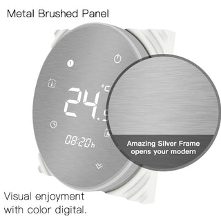 Wifi Smart Thermostat Water Floor Heating Metal Brushed Panel Smart Life/Tuya APP Remote Control Works with Alexa Google Home