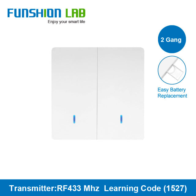 FUNSHION LAB 433MHz Universal Wireless Remote Control 86 Wall Panel RF Transmitter Receiver 1 2 3 Button For Home Light Switch
