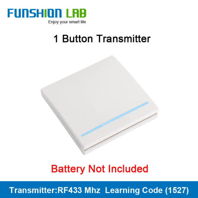 FUNSHION LAB 433MHz Universal Wireless Remote Control 86 Wall Panel RF Transmitter Receiver 1 2 3 Button For Home Light Switch